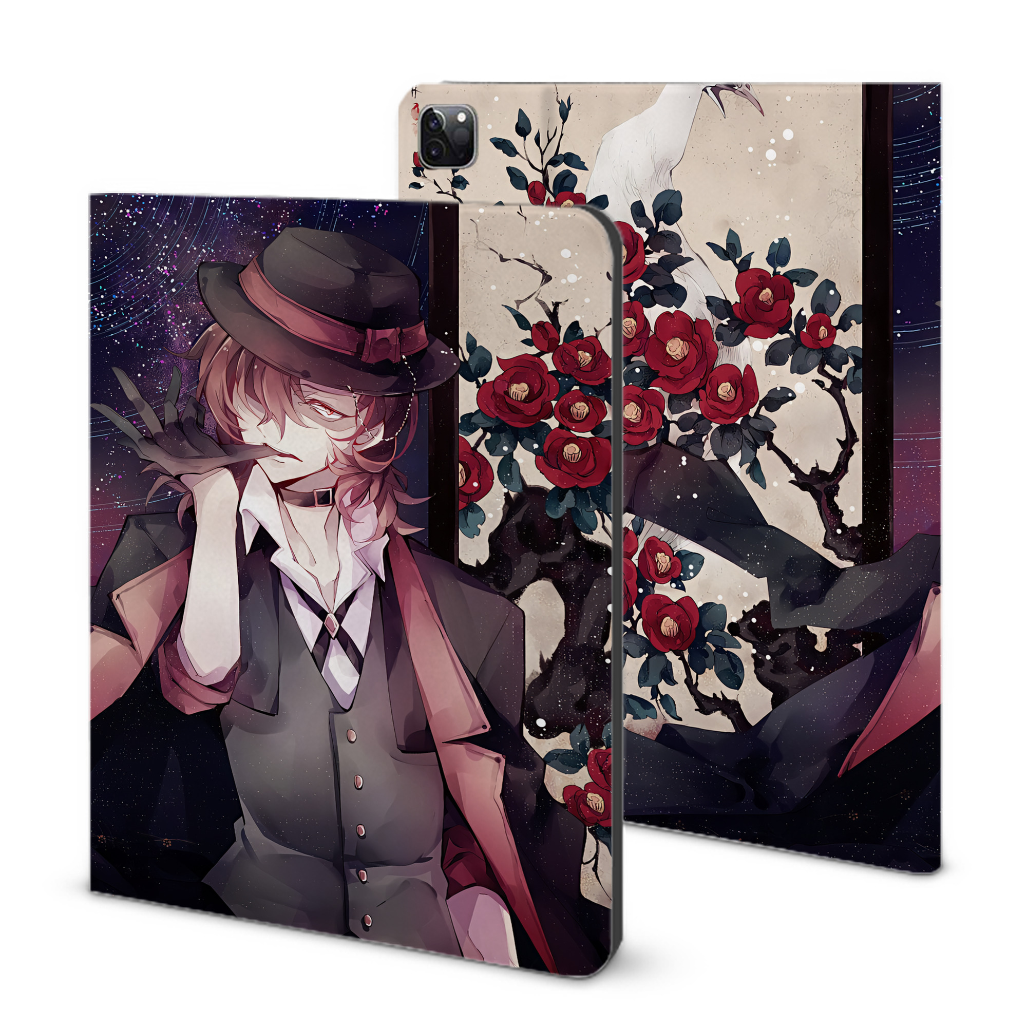 （画像用） 文豪ストレイドッグス Bungo Stray Dogs IPad ケース ブック型 PUレザー TPU 耐衝撃 軽量 薄型 ペン収納なし 全面保護 IPad 各モデル対応